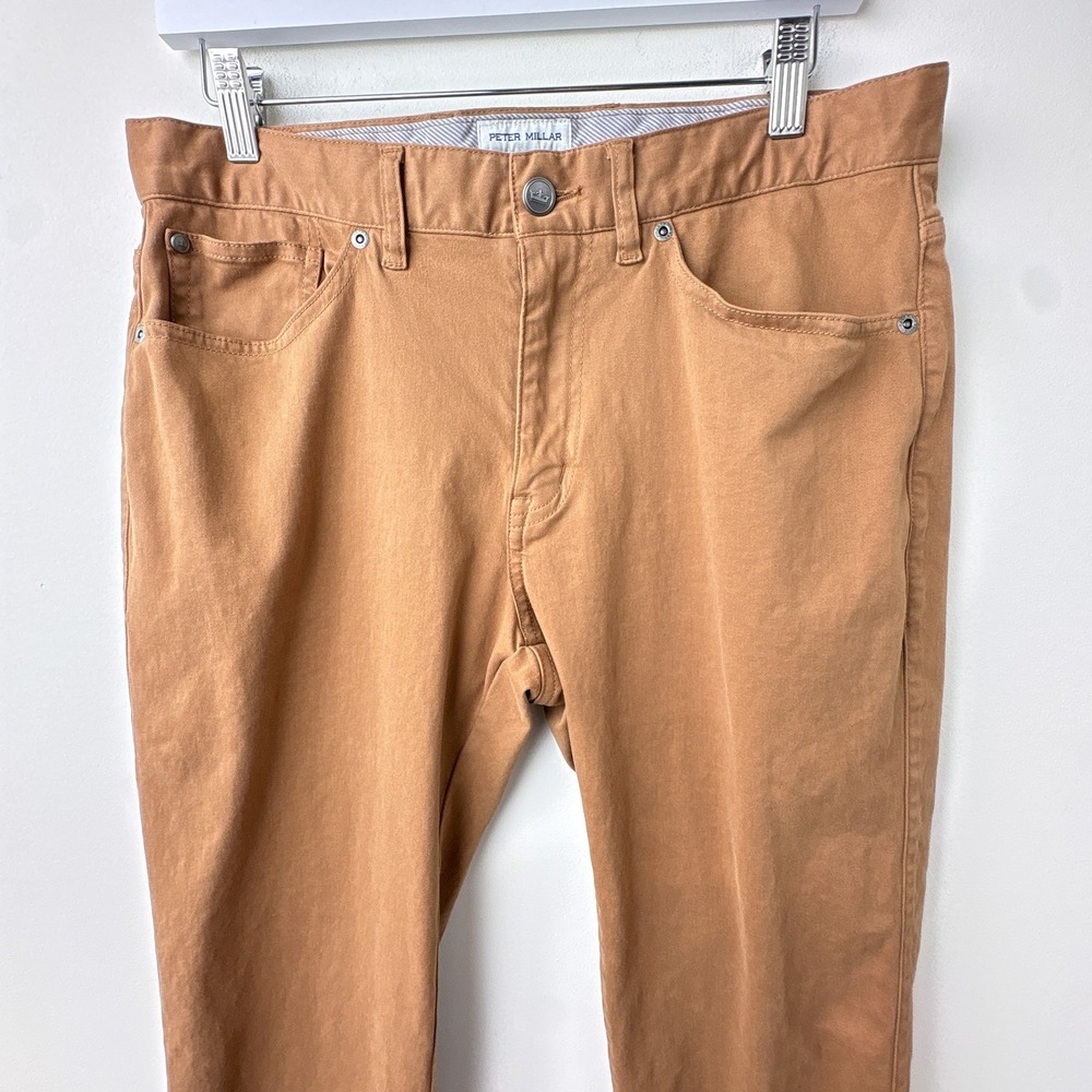 Peter Millar Pants Mens 32 Brown Ultimate Sateen 5 Pocket Chino Stretch Trouser - Picture 2 of 11